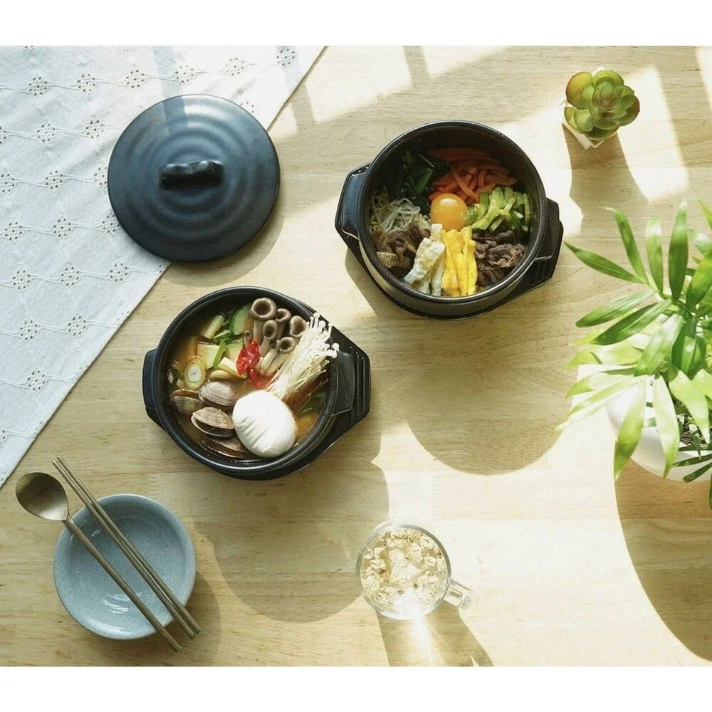 Korean Stone Pot with Lid, Clay Pot for Cooking Hot Pot Dolsot Bibimba